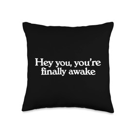 Hey You You're Finally Awake Funny Meme RPG Video Game Gamer Throw Pillow