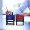 Vivid Stamp Pending Inspection Business Self-Inking Rubber Stamps (Red Ink)