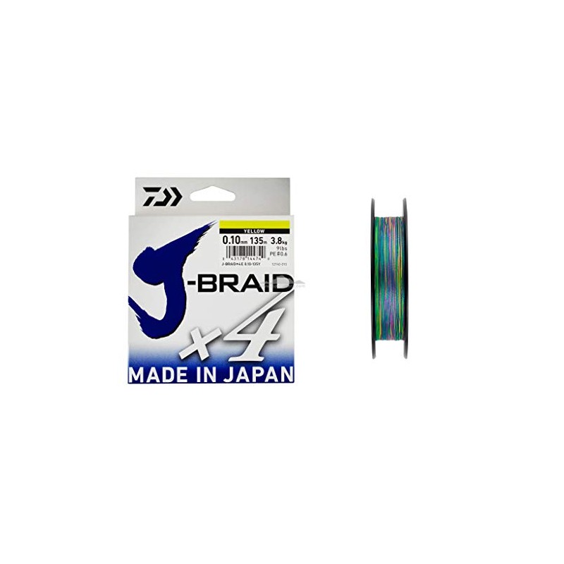 Daiwa J-Braid X4 Braided Fishing Line - Multicoloured, 0.15 mm,