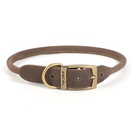 Ancol Timberwolf Leather Round Collar Sable 55cm -63cm Size 8