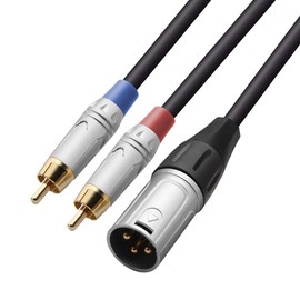 tisino 2 RCA to XLR Male Y Splitter Cable, Unbalanced Dual RCA Male to 1 XLR Splitter Duplicator Lead Y-Cable Adapter - 10 feet