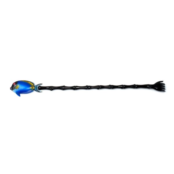 LX Hand Painted Back Scratcher Long Blue Tropical Fish 18"