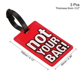 sourcing map Luggage Tag, PVC Identifier Card Holder Label, Not Your Bag Pattern Travel Bag Tag with Adjustable Strap for Baggage Suitcase, Red 3 Pack