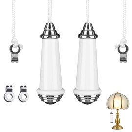 2 Pcs Ceramic Bathroom Light Pull Cord, Ceramic Light Pull Cord with 100cm Light Pull Cord Extension and 2 pcs Cord Connector, Pull Cord Light Witch Bathroom for Toilet Light Ceiling Light Fan