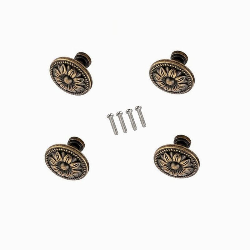 GDQLCNXB Pull Handle Metal Flower Shape Cabinet Drawer Door Knob
