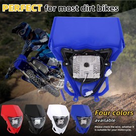 AnXin Dirt Bike Headlight,Motorcycle LED Head Light Universal for YZ125 YZ250 TTR230 YZ250F YZ450F DRZ400 WR250F WR450F Most Dirt Pit Bike Supermoto Enduro Motocross Blue