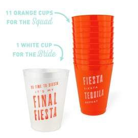 Stag & Hen Final Fiesta Bachelorette Party Cups - 12 Pack, 16 oz Cups | Drinkware for Margaritas & Matrimony, Mexico, Cactus, Pinata Theme Bridal Shower, Engagement Party | Bridesmaids Gifts, Favors