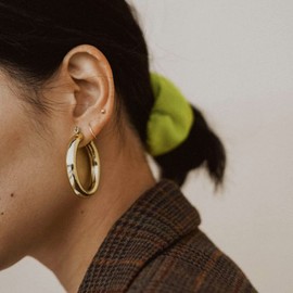 ALEXCRAFT Women's 925 Silver Hoop Earrings - Large Hypoallergenic Chunky Hollow Hoop Earrings - Thick, Lightweight for Girls, Copper, No Gemstone