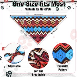 Amylove 120 Pcs Dog Bandanas Bulk Holiday Triangle Dog Pack Puppy Kerchief Bandana Adjustable Pet Scarf for Pet Cat Costume Accessories Decor Summer(Geometry)