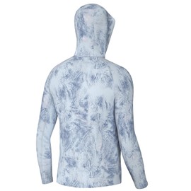HUK Men's Standard Pursuit Pattern Hoodie, Sun Protecting Fishing Shirt with Hood, Line-Ice Water