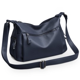 DIRRONA Fashion Women Messenger Bag Ladies Shoulder Bag Casual Travel Tote Bag Waterproof Shoulder Bags Womens Soft Cowhide Messenger Bag Blue