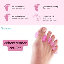 MEDOSAN Toe Separators, Set of 2 | For Daily Foot Care, Pink