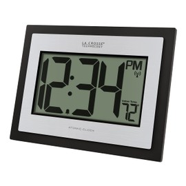 La Crosse Technology 513-1422S Atomic Digital Silver Clock with Indoor Temperature