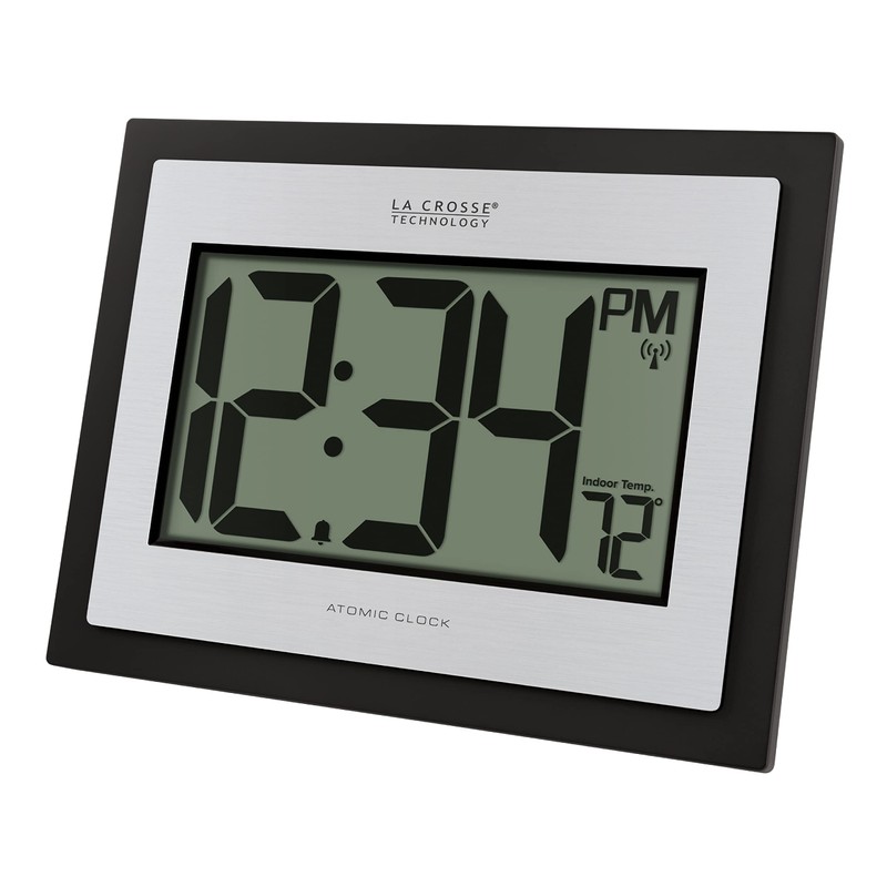 La Crosse Technology 513-1422S Atomic Digital Silver Clock with Indoor