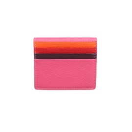 grande 762 Genuine Leather Card Holder For Men Slim Minimalist Card Case Small Magnetic Wallet - Pink Multicolor
