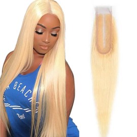 12A Brazilian Blonde #613 Transparent Lace Closure 16 inch 2x6 Swiss Lace Closure 100% Brazilian Blonde Human Hair for Women