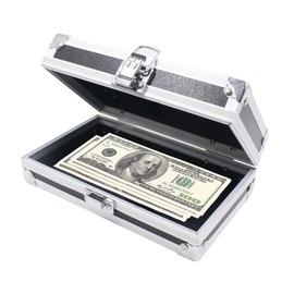 Money Holder Cash Organizer, Mini Alloy Money Box with Buckle, Single Row Currency Tray Lockable Storage Box for Cash, Cards, Stamps, Checks and Receipts, 7.09 x 4.33 x 2.28 Inch