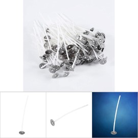 Candle DIY,100Pcs Functional Candle Wicks, with 100 Pcs Metal Candle Wick Sustainer Tabs,Thick Candle Wick with Base,for Soy Beeswax Candle Making and Candle DIY (8cm)
