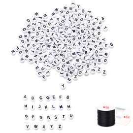 ftiemlovde 780 Black Letter Beads for Bracelets Set DIY with A-Z Round 4 mm (White)