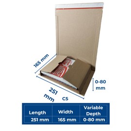 AKAR Book Wrap Mailer (251x165 + 80mm) A5 Postal Boxes for Posting Packaging & Secured Shipping | Protective Corrugated Cardboard Mailer cover from the edges | Perfect for Small Book, Diary (10)