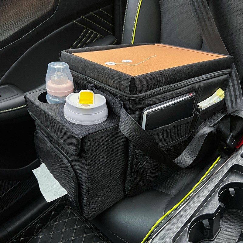Waterproof Car Organizer with Lid, Car Cooler Bag with Cup