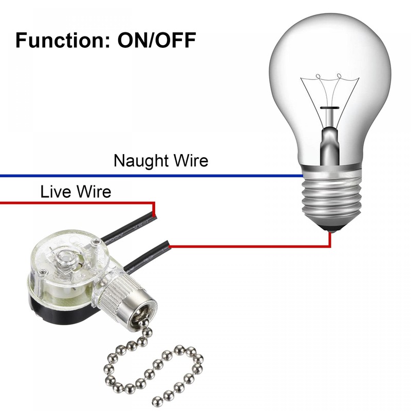 sourcing map Pull Chain Switch On-Off Speed Replacement ZE-109 for