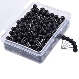 Kisangel 100Pcs Map Push Pins Black Map Tacks Plastic Round Head Tacks for Cork Board Map Calendar Photo Wall Office Home Crafts DIY Marking