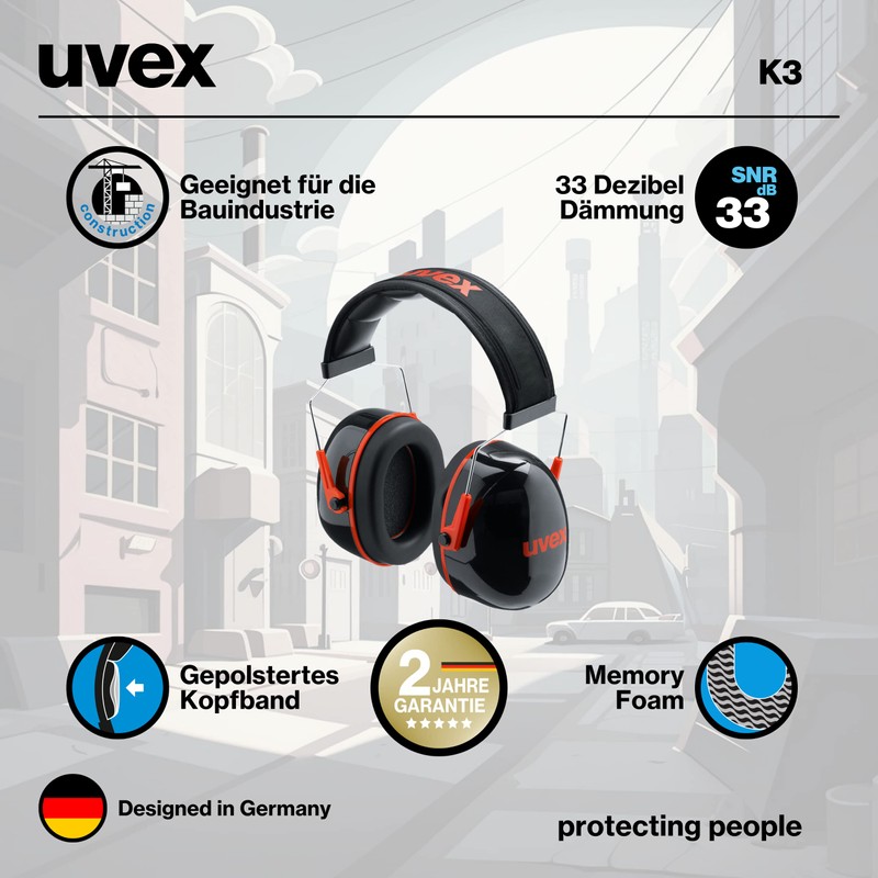 Uvex K-Series Safety Earmuffs - Hearing Protection Ear Defenders -