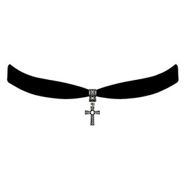 Victorian Vault Steampunk Black Velvet Choker Gothic Cross Pendant Steampunk Necklace