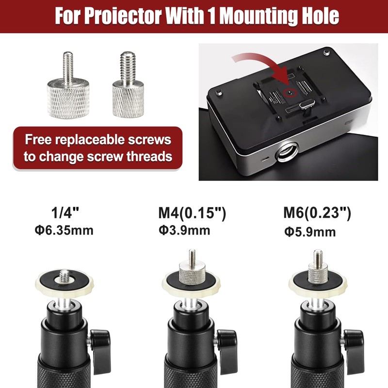 Ceiling Projector Mount Bracket, 360° Rotation & 90° Tilt Adjustable,