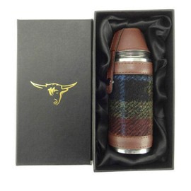 Glen Appin of Scotland Harris Tweed Hunting Flask-Rust Check HF3500-COL59