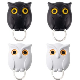 Oenothera 4 Pieces Owl Key Holder for Wall, Auto Open Close Eyes Owl Key Holder, Wall Mounted Keychain Holder, for Wall Hanging Keys & Decoration
