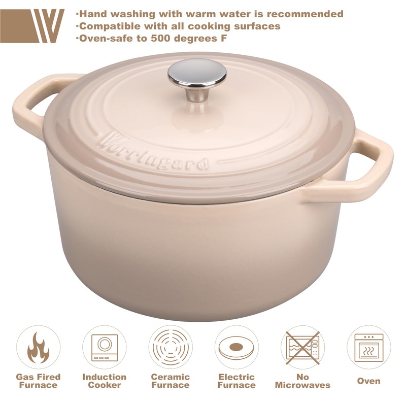 VORRINGARD Enameled Cast Iron Dutch Oven Pot with Lid, for