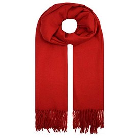 Finecy In New Womens Pure Cashmere Scarf Women Winter Shawl Soft Stole Plain Wool Knit Long Neck Wrap Red