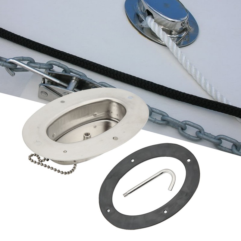 304 Stainless Steel Chain Deck Pipe with Rubber Gasket 6.32x4.47in