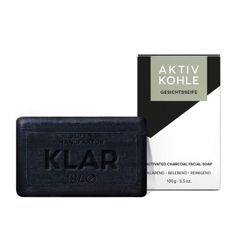 Klar Seifen Activated Carbon Soap 100 g, Cosmos Certified, Palm