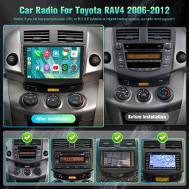 for Toyota RAV4 2006-2012 Radio(Non-J.B.L-Version) - KuTaiTai Car Stereo for RAV4 with Apple CarPlay Android Auto - 9 Inch IPS Touch Screen Head Unit for Toyota RAV4 with GPS WiFi BT SWC MIC