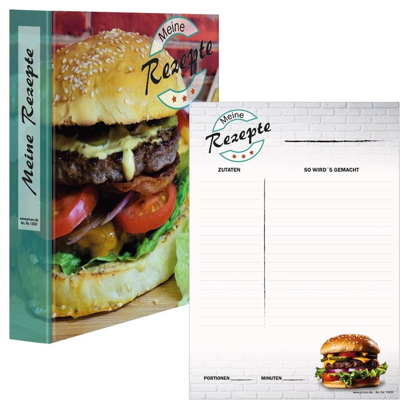 PRICARO American Burger A4 Recipe Folder with Recipe Pad