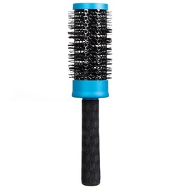 ForPro Expert Stylist Choice Nano Ceramic Hair Brush, 100% Natural Anion Bristle, Silicone Ergonomic Handle, 2" Ceramic Round Brush, Matte Blue