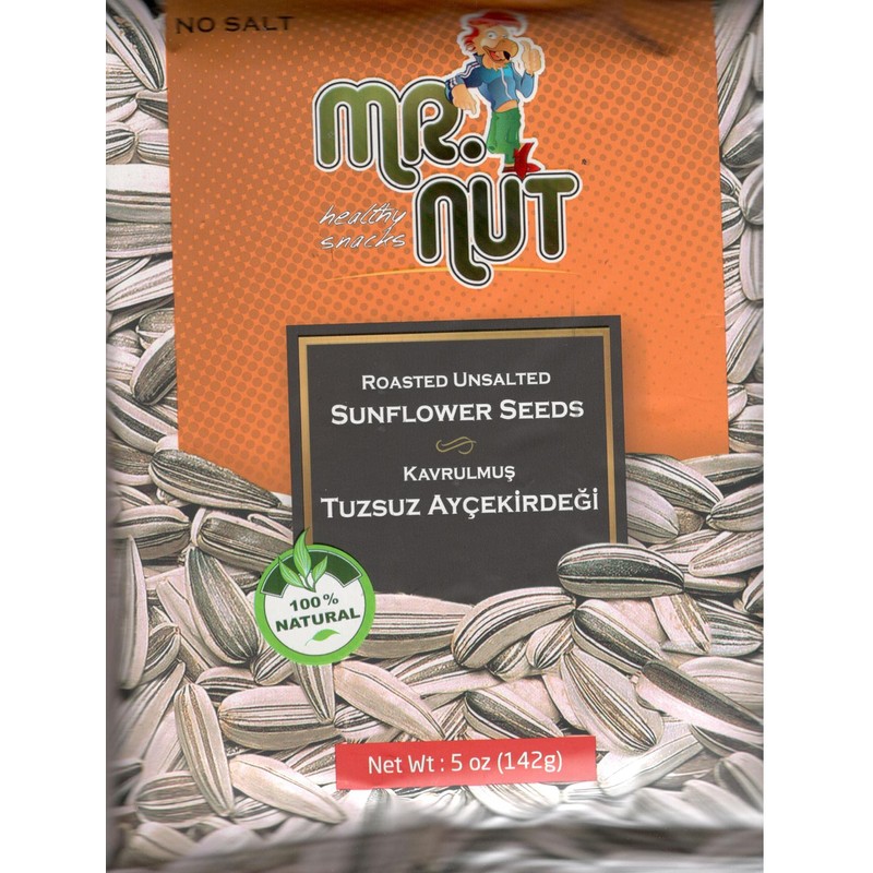 Mr. Nut Mr Nut Roasted UNSALTED SunFlower Seeds 5 oz,PACK