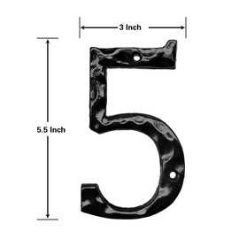 House Numbers for Outside/Cast Iron Home Address Number-5.5 Inch Metal Mailbox Number/Black/Number 5