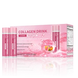 Collagen Drink with 6000 mg Marine Collagen Peptides, Liquid Collagen Shots for Women Support Beauty, Collagen Supplements for Skin, Hair and Nail Wellness, 0.85 Fl.Oz(25 ml)x30 Bottles, Blood Orange