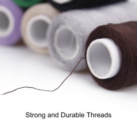 Beayuer 12 Color Set of Polyester All-Purpose Sewing Threads Prewound Bobbin Thread Plastic for Embroidery and Sewing Machine DIY Embroidery Thread Sewing Thread 382 Yards/350 m Each (Mixed Color, 12)