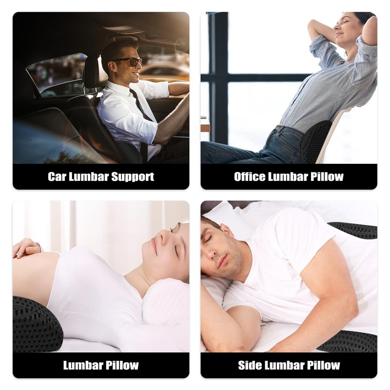 Lumbar Cushion, Back Cushion with Removable Elastic Band, Non-Slip Lumbar