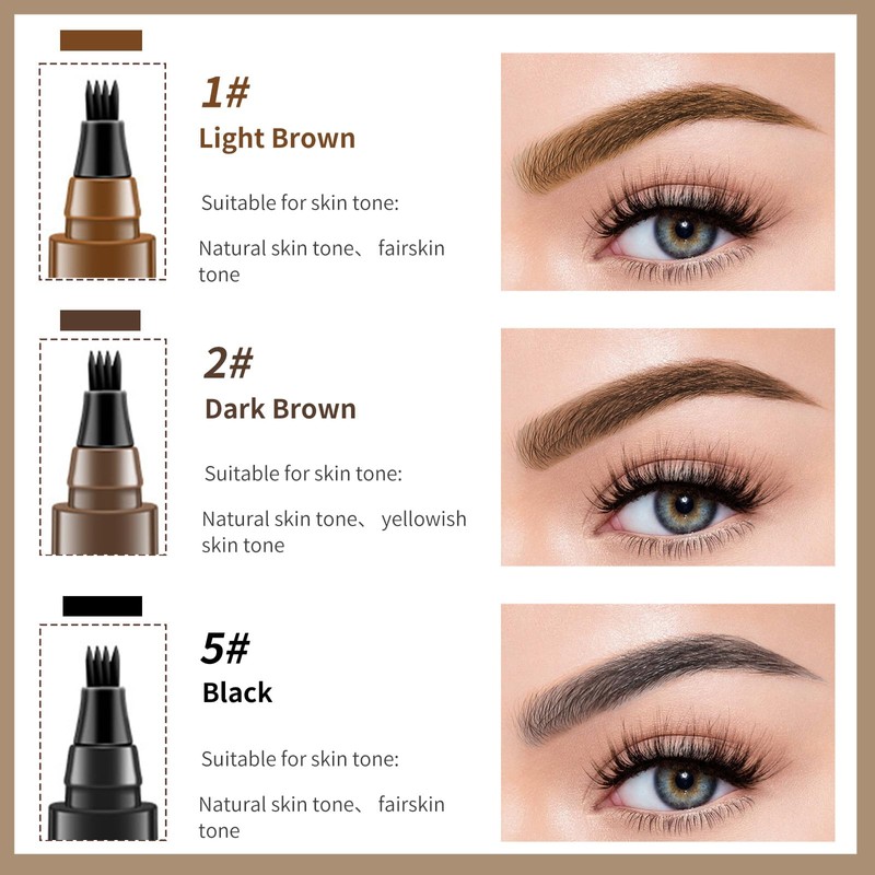 Eyebrow Contouring Pen, Waterproof Microblading Eyebrow Pencil with 4-Prong Micro-Fork-Tip