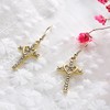 SENFAI Fashion Heart with Crystal Cross Personality Drop Earrings Charm