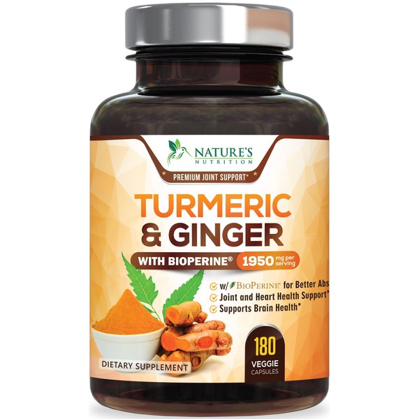 Nature's Nutrition Turmeric Curcumin Supplement 1950mg with Organic Turmeric &