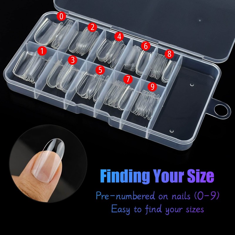 100 Pcs Clear False Nail Tips with Storage Case-Full Cover