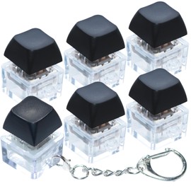 6 Pack Keyboard Fidget Toy, Keyboard Fidget Keychain Keyboard Decompression Button Finger Clicker Toys, Button Stress Relief Fidget Gifts for Adult to Relief Stress (Black)