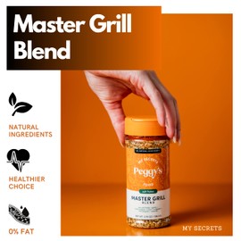 My Secrets Peggy’s Food Master Grill Blend Seasoning – Herb Blend Spice Rub – Mix with Sea Salt Flakes for Grilling – Natural & Healthy Rub for All Meats – 3.5Oz